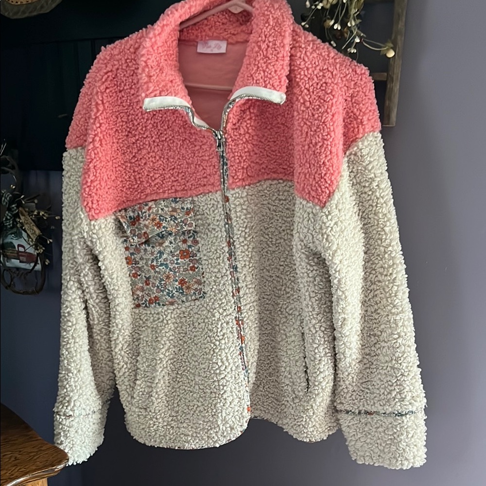 Cozy Pink and Cream Sherpa Jacket
